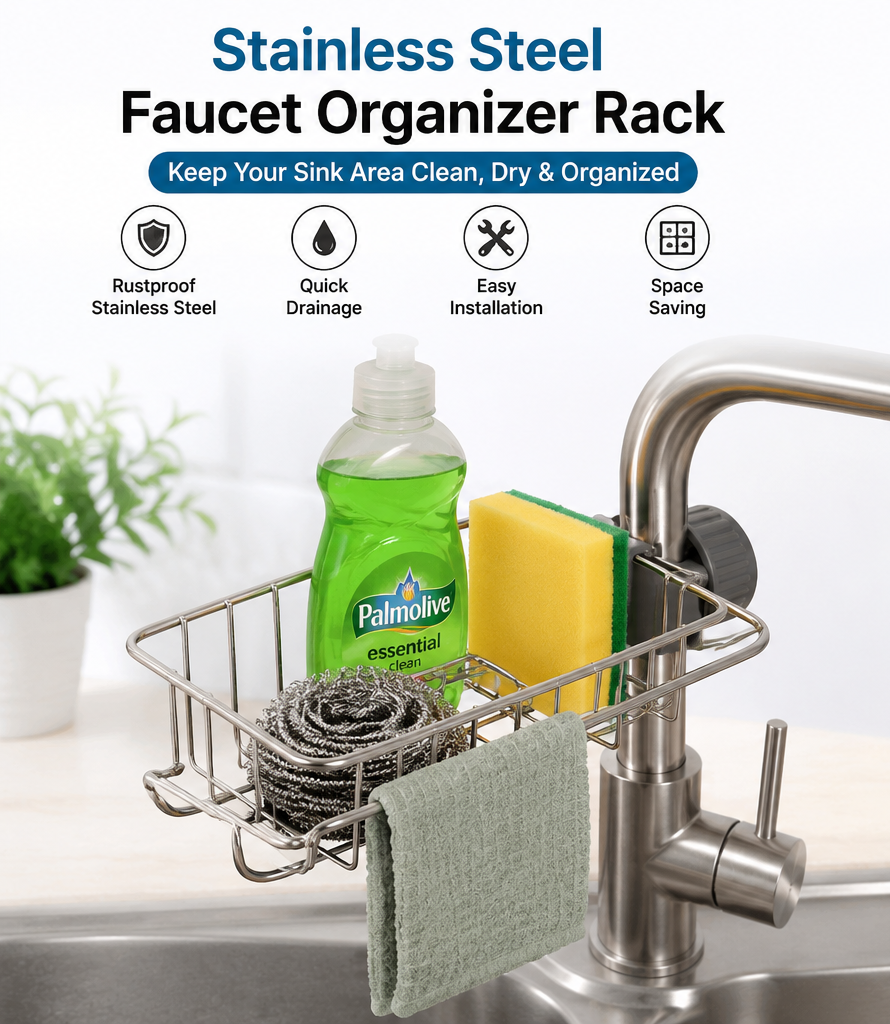 Stainless Steel Faucet Organizer Rack
