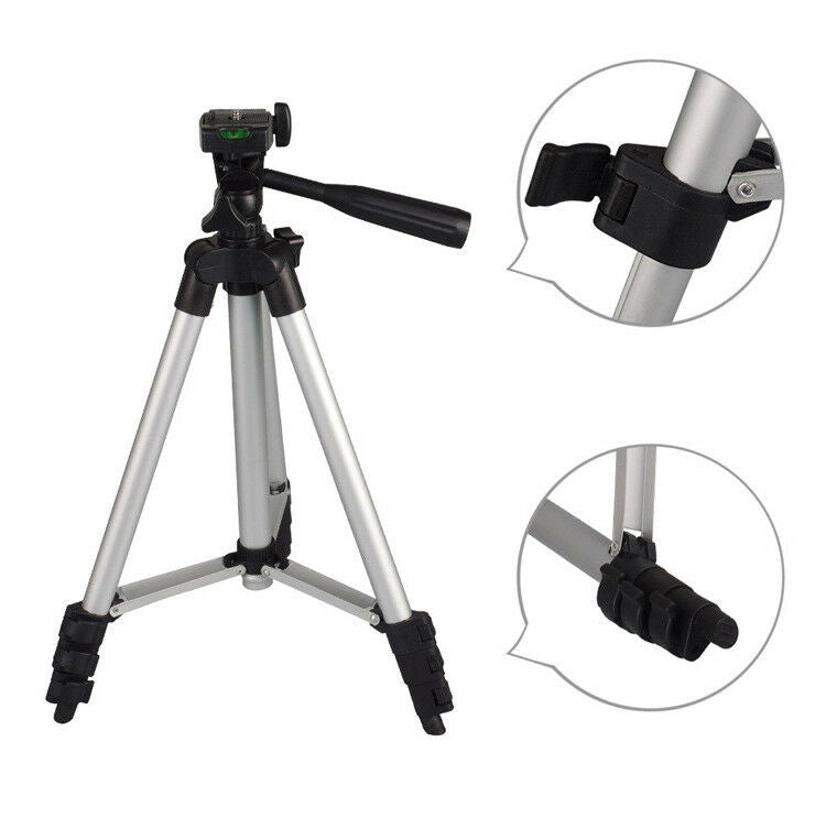 Adjustable Tripod Stand for Mobile Phones and Cameras with Mobile Holder, Portable DSLR Stand for Vlogging, Universal Silver…