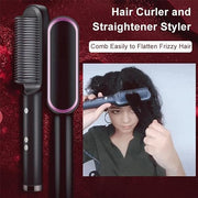 Hair Straightener Brush Curling Comb 2 In 1 Hair