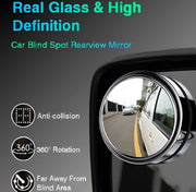 Universal Blind Spot Convex Mirror – Adjustable Wide Angle Rearview Mirror for Cars & Bikes (2pcs)