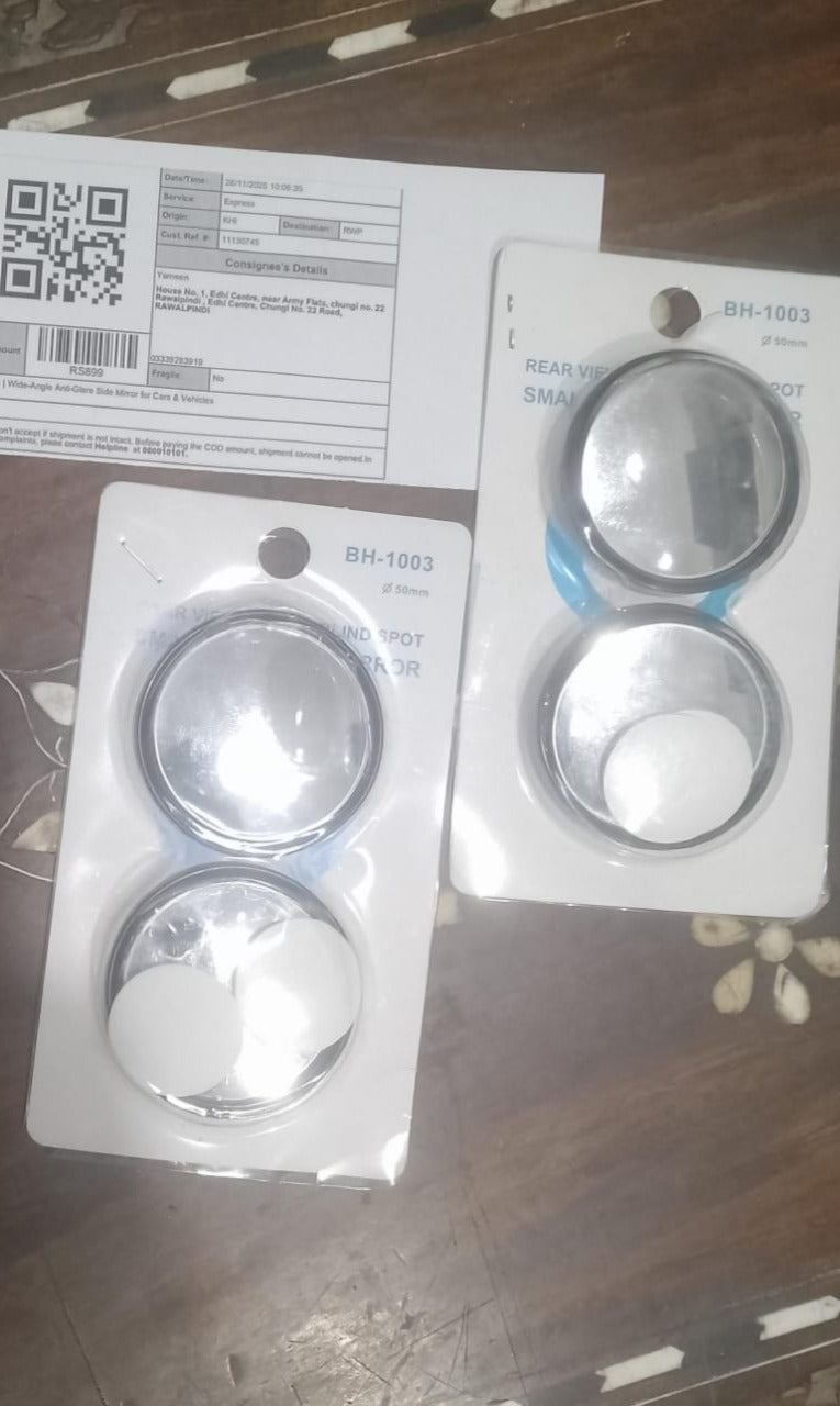 Universal Blind Spot Convex Mirror – Adjustable Wide Angle Rearview Mirror for Cars & Bikes (2pcs)