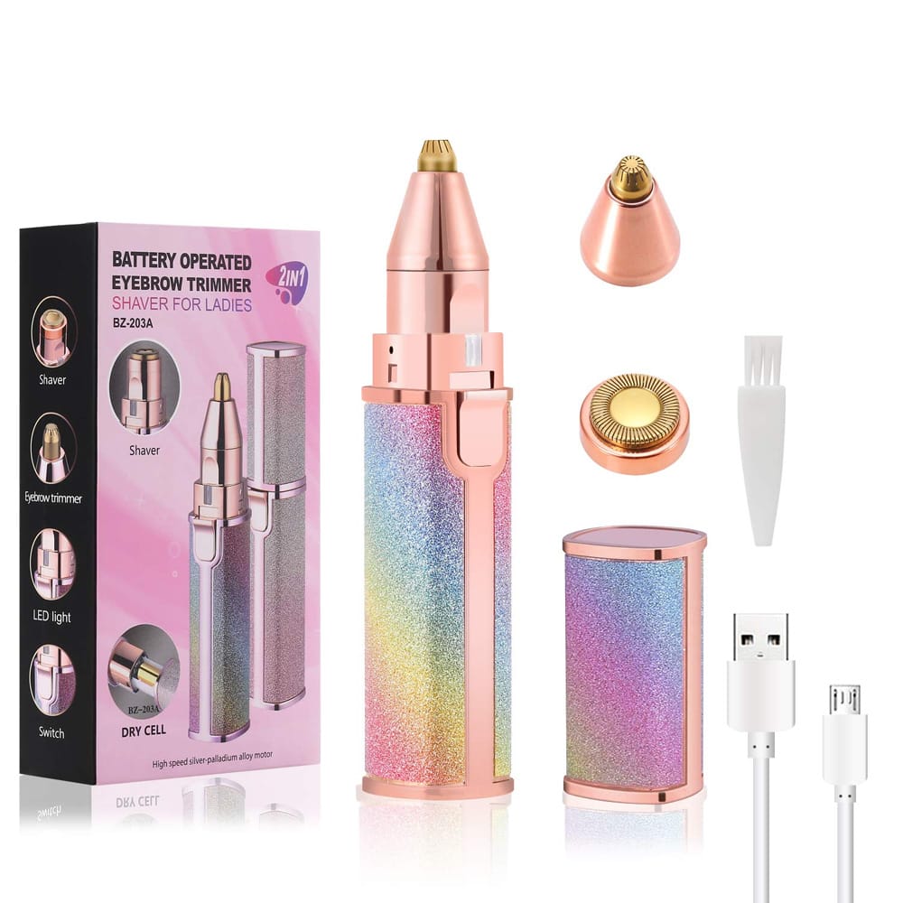 Flawless Facial Hair Remover – 2 in 1 Eyebrow & Peach Fuzz Trimmer (USB Rechargeable)