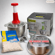 2L Manual Vegetable Chopper & Meat Mincer Combo + 100pcs Stretchable Food Cover Set