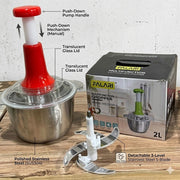 2L Manual Vegetable Chopper & Meat Mincer Combo + 100pcs Stretchable Food Cover Set