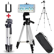 Adjustable Tripod Stand for Mobile Phones and Cameras with Mobile Holder, Portable DSLR Stand for Vlogging, Universal Silver…
