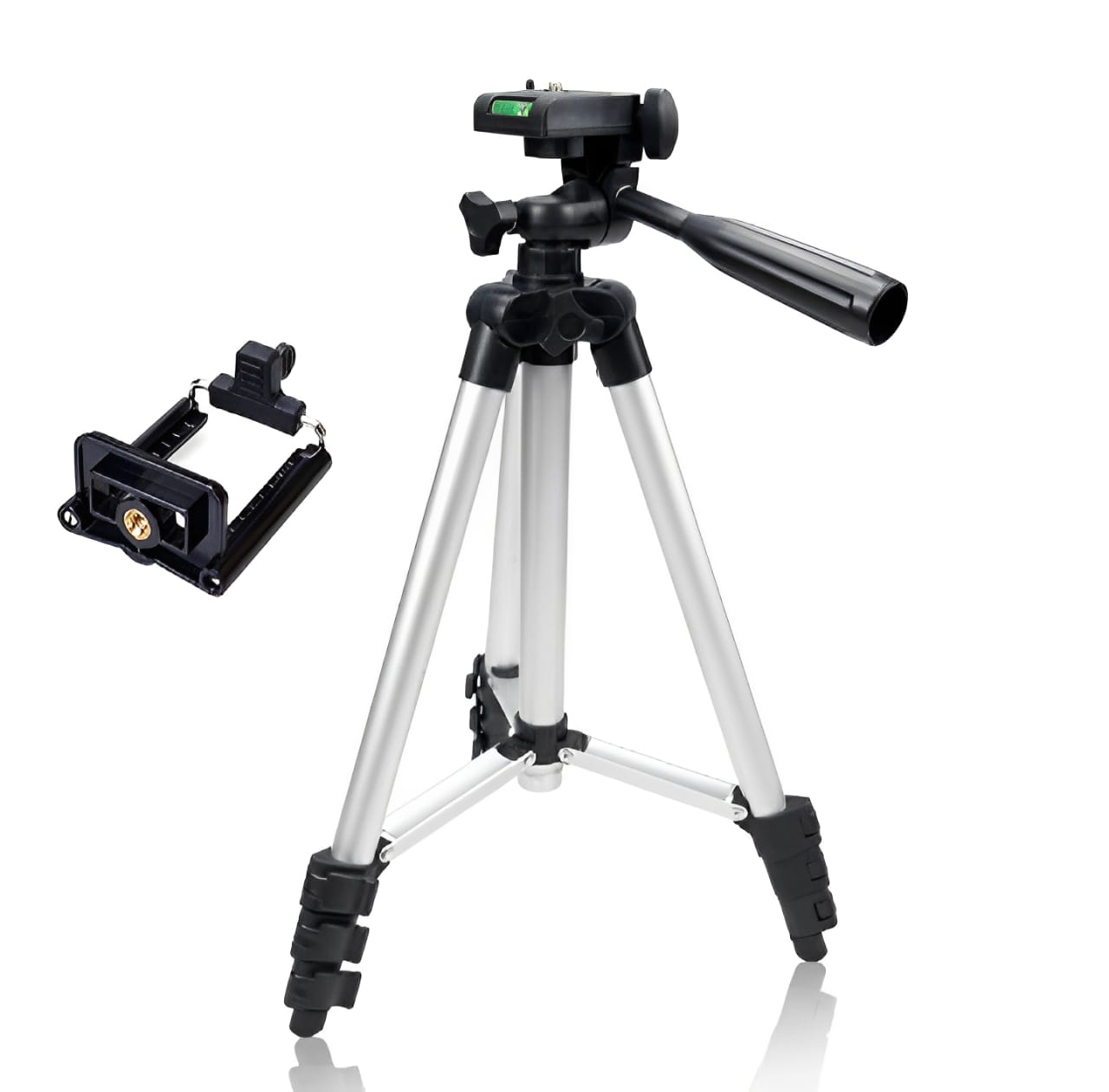 Adjustable Tripod Stand for Mobile Phones and Cameras with Mobile Holder, Portable DSLR Stand for Vlogging, Universal Silver…